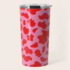 Cow Print in Pink and Red Travel Mug Gallery Image 1