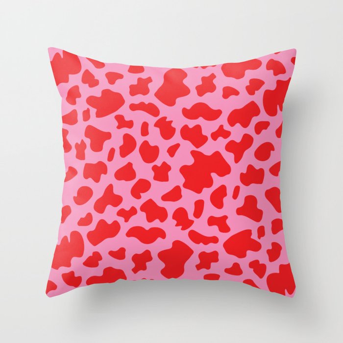 Cow Print in Pink and Red Throw Pillow Gallery Image 6