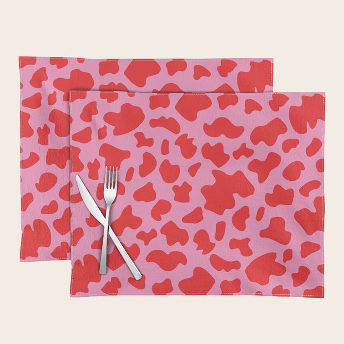 Cow Print in Pink and Red Placemat Gallery Image 1