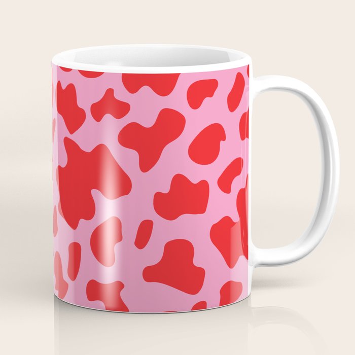Cow Print in Pink and Red Coffee Mug Gallery Image 1