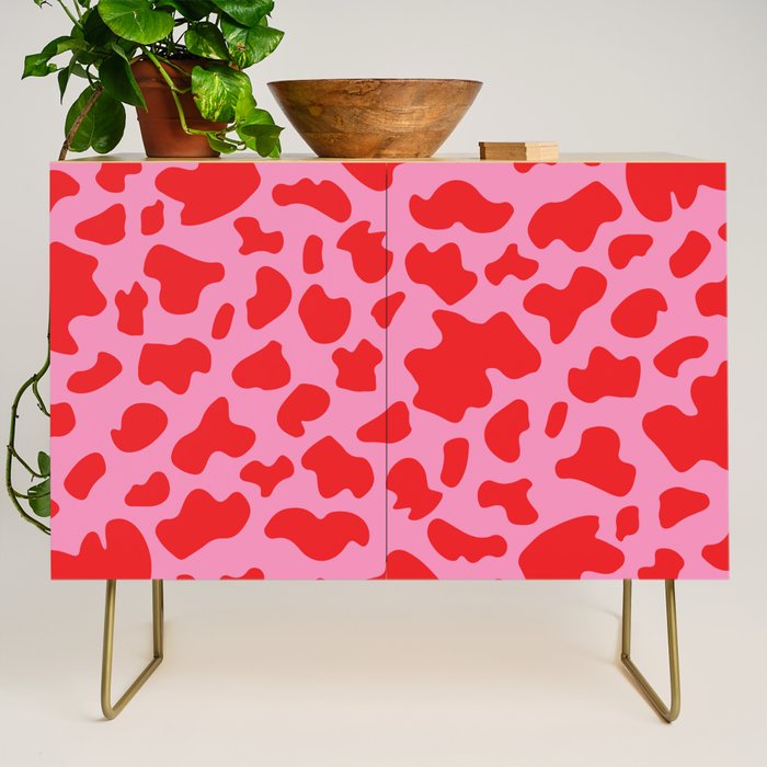 Cow Print in Pink and Red Credenza Gallery Image 1