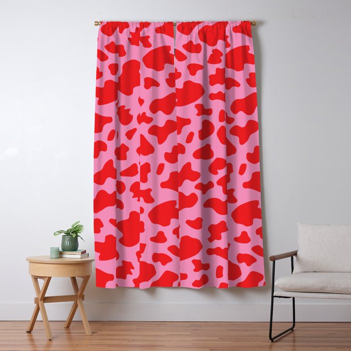 Cow Print in Pink and Red Window Curtain Gallery Image 5