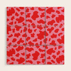 Cow Print in Pink and Red Wood Wall Art Gallery Image 1