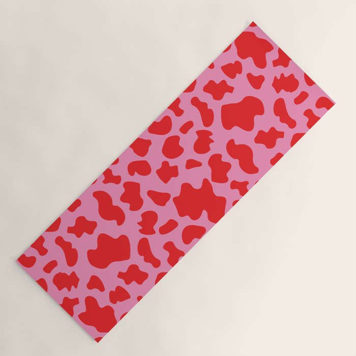 Cow Print in Pink and Red Yoga Mat Gallery Image 1