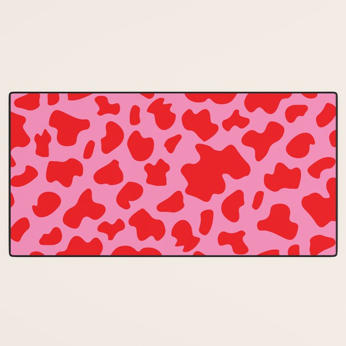 Cow Print in Pink and Red Desk Mat Gallery Image 3