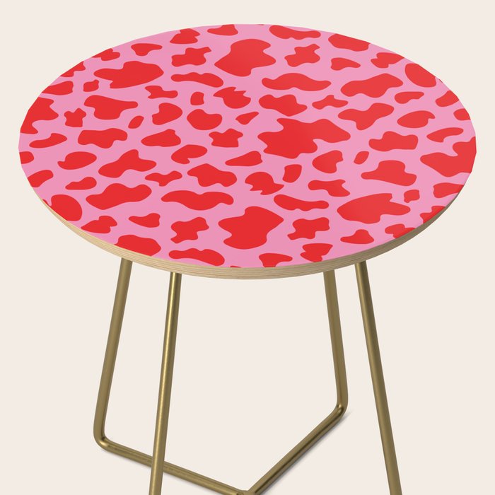 Cow Print in Pink and Red Side Table Gallery Image 2