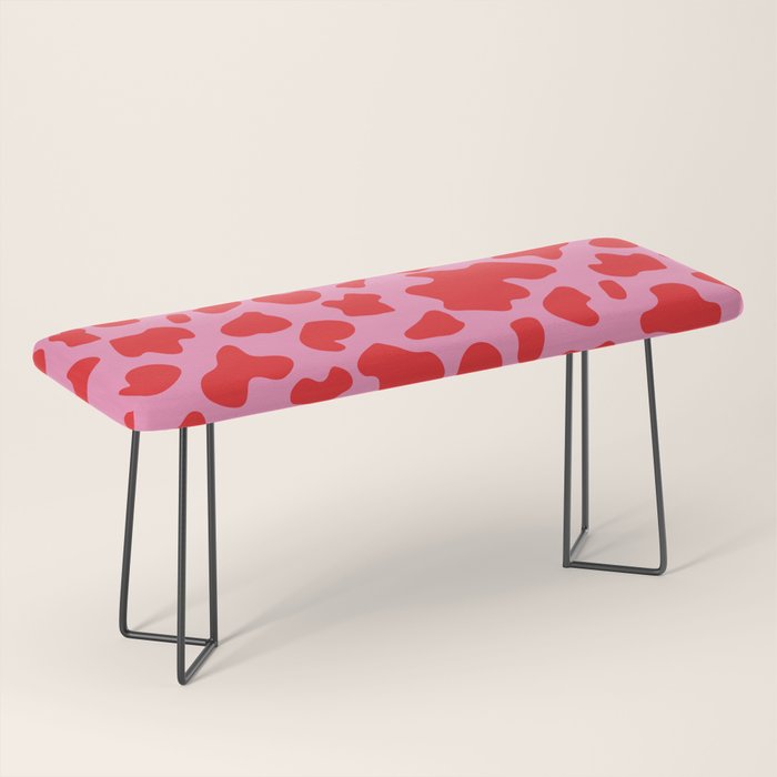 Cow Print in Pink and Red Bench Gallery Image 1