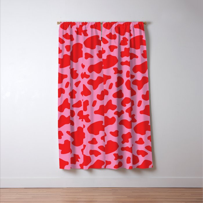 Cow Print in Pink and Red Window Curtain Gallery Image 3