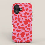 Cow Print in Pink and Red iPhone Case Gallery Image 1