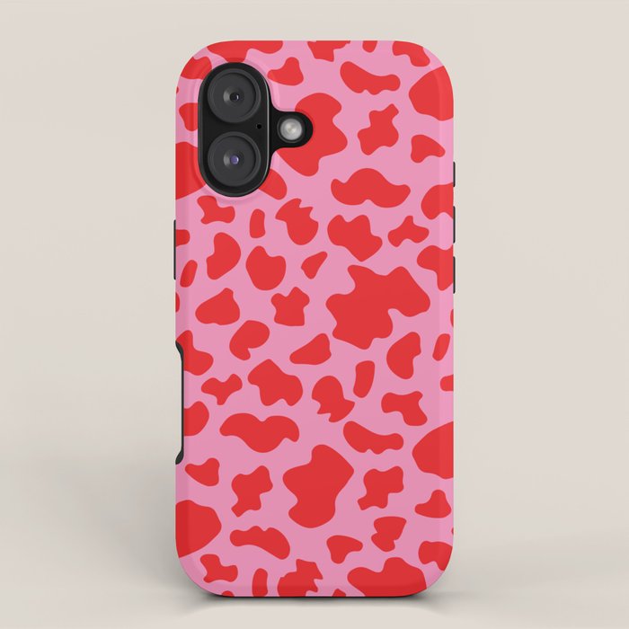 Cow Print in Pink and Red iPhone Case Gallery Image 1