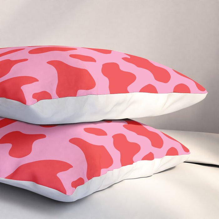 Cow Print in Pink and Red Pillow Sham Gallery Image 3