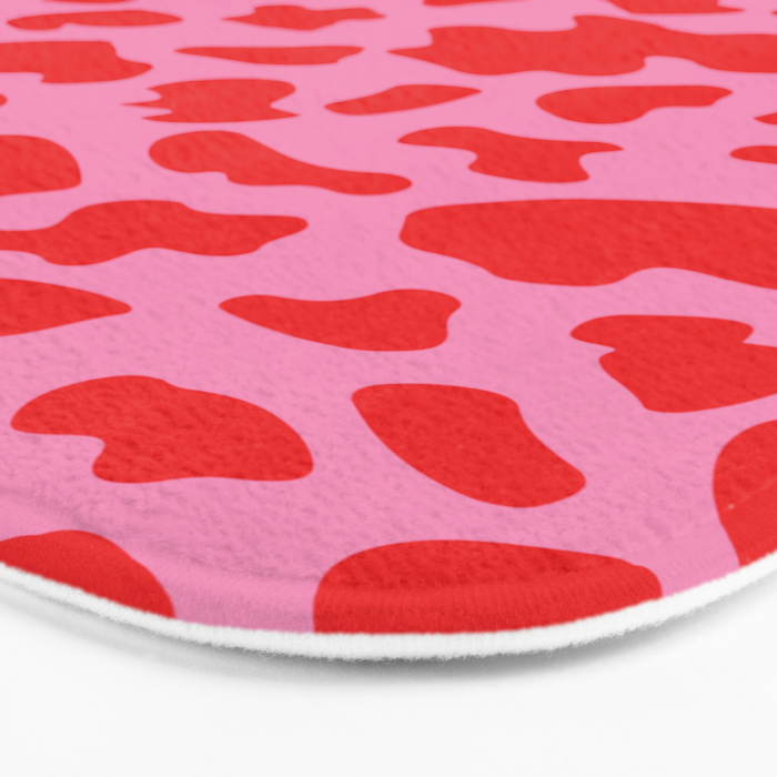Cow Print in Pink and Red Bath Mat Gallery Image 3