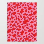 Cow Print in Pink and Red Poster Gallery Image 4