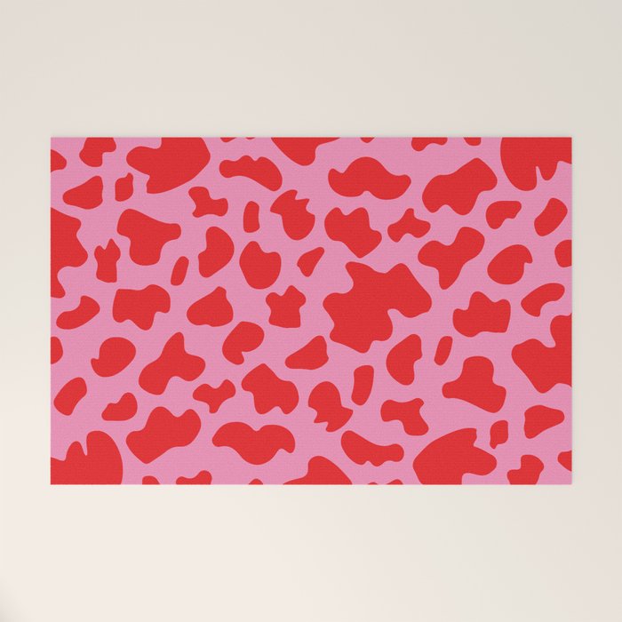 Cow Print in Pink and Red Welcome Mat Gallery Image 1