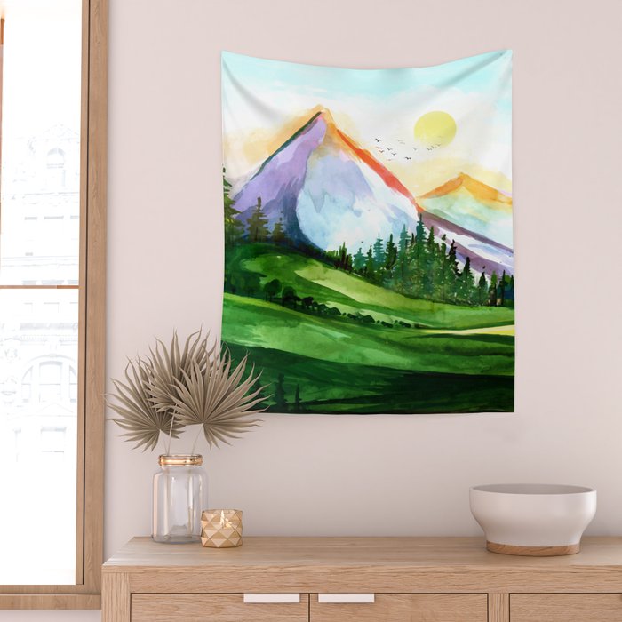 Colorful Landscape 4 Wall Tapestry Gallery Image 2