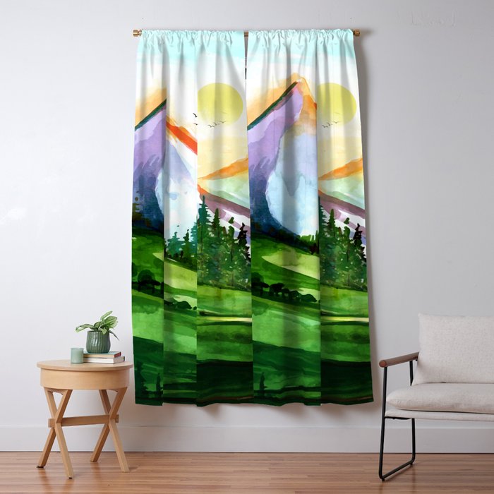 Colorful Landscape 4 Window Curtain Gallery Image 1