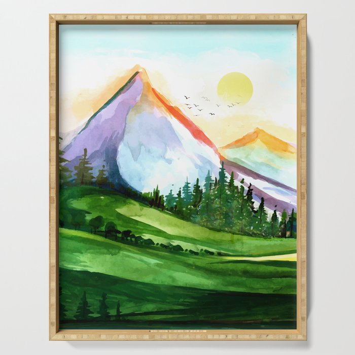 Colorful Landscape 4 Serving Tray Gallery Image 1
