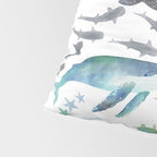 Sharks, Humpback Whales, Orcas & Turtles Ocean Play Print Pillow Sham Gallery Image 4