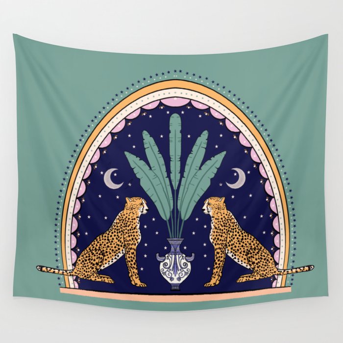 Modern cheetah couple in Middle East  Wall Tapestry Gallery Image 1