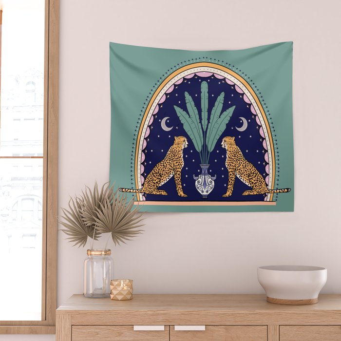 Modern cheetah couple in Middle East  Wall Tapestry Gallery Image 2