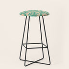 Triceratops Damask - Verdigris on peach Stool Gallery Image 1