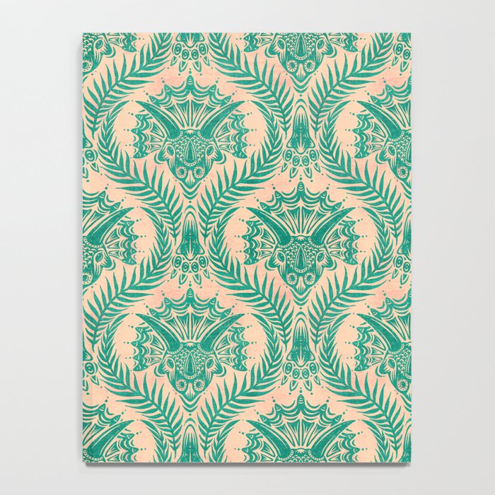 Triceratops Damask - Verdigris on peach Notebook Gallery Image 4