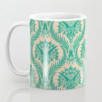Triceratops Damask - Verdigris on peach Coffee Mug Gallery Image 3