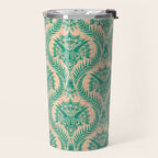 Triceratops Damask - Verdigris on peach Travel Mug Gallery Image 2
