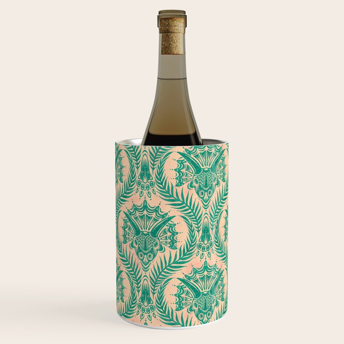Triceratops Damask - Verdigris on peach Wine Chiller Gallery Image 2