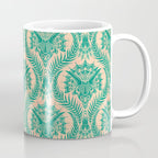 Triceratops Damask - Verdigris on peach Coffee Mug Gallery Image 1