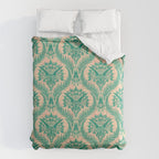 Triceratops Damask - Verdigris on peach Comforter Gallery Image 6