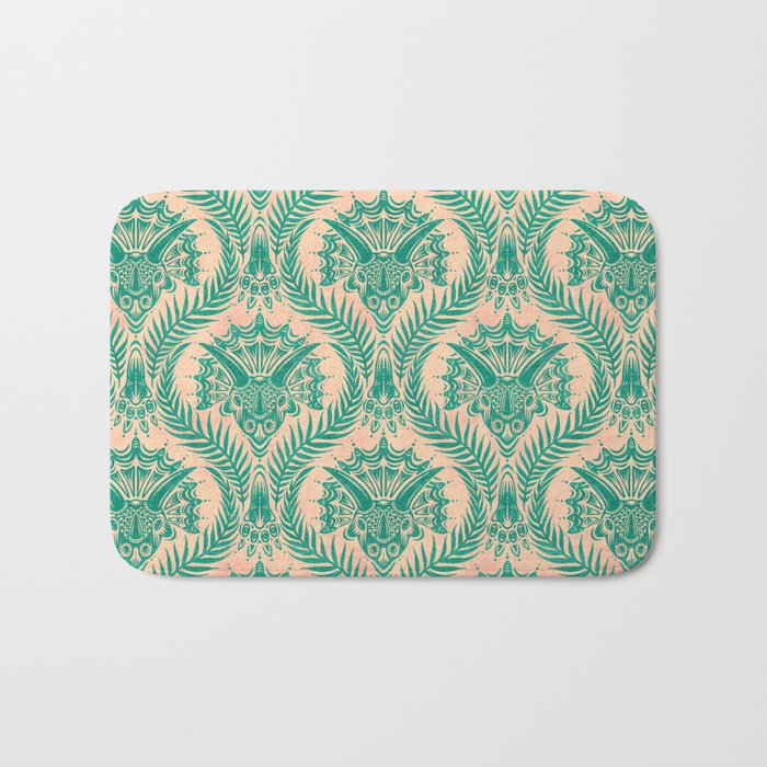 Triceratops Damask - Verdigris on peach Bath Mat Gallery Image 1