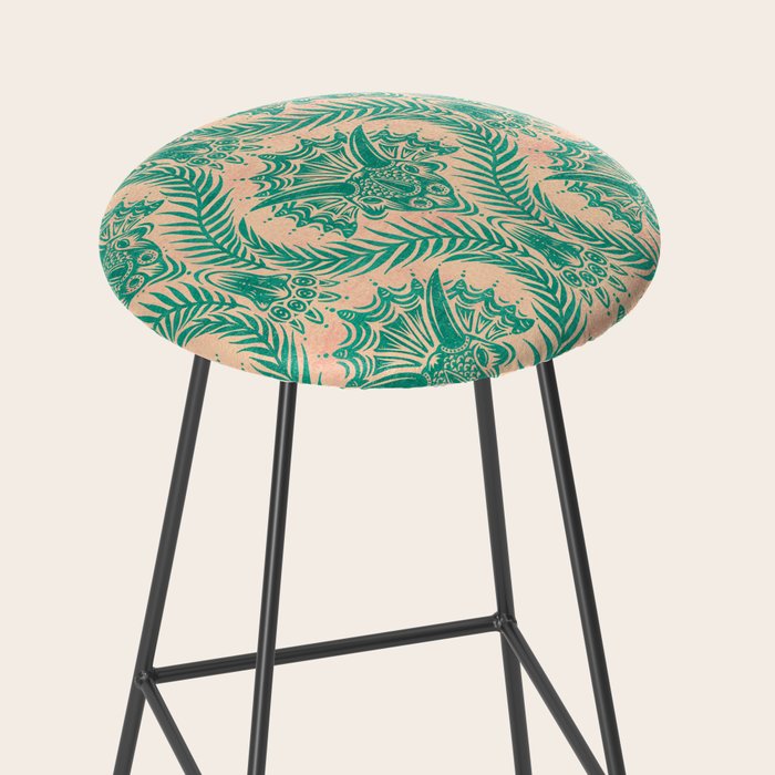Triceratops Damask - Verdigris on peach Stool Gallery Image 2