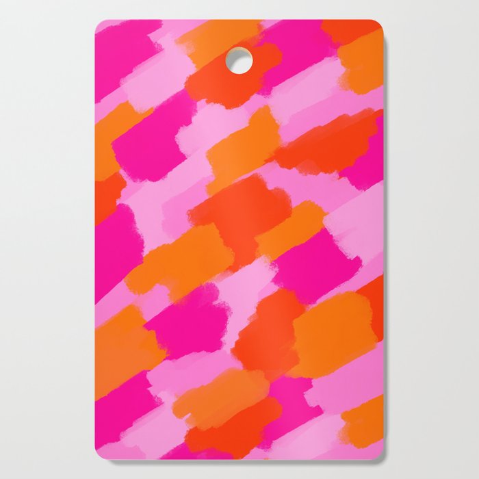 Pink and Orange Abstract Brush Strokes Palette Style Pattern Cutting Board Gallery Image 1
