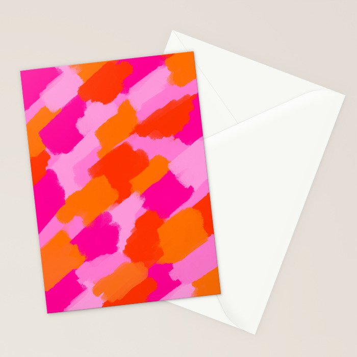 Pink and Orange Abstract Brush Strokes Palette Style Pattern Stationery Card Gallery Image 2