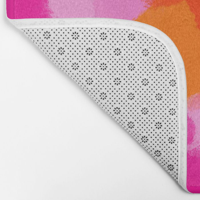 Pink and Orange Abstract Brush Strokes Palette Style Pattern Bath Mat Gallery Image 2