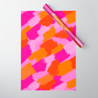 Pink and Orange Abstract Brush Strokes Palette Style Pattern Wrapping Paper Gallery Image 1