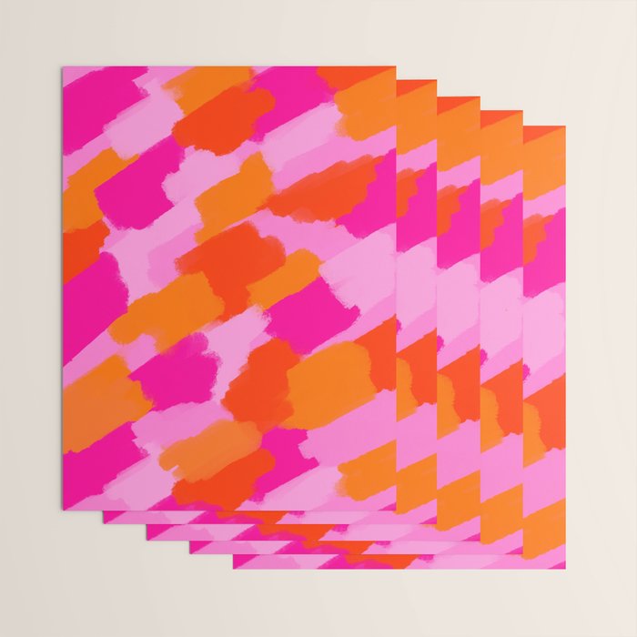Pink and Orange Abstract Brush Strokes Palette Style Pattern Wrapping Paper Gallery Image 3