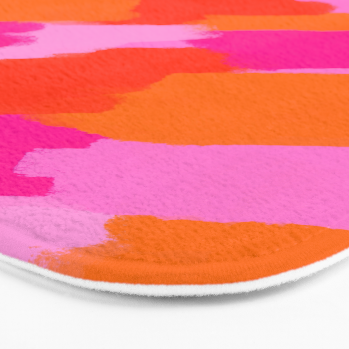 Pink and Orange Abstract Brush Strokes Palette Style Pattern Bath Mat Gallery Image 3