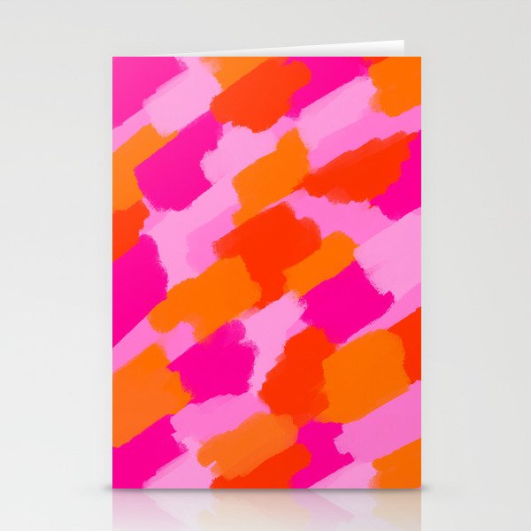 Pink and Orange Abstract Brush Strokes Palette Style Pattern Stationery Card Gallery Image 2