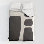 Mid Century Modern Minimalist Abstract Art Brush Strokes Black & White Ink Art Square Shapes Comforter Gallery Image 6