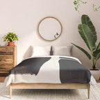 Mid Century Modern Minimalist Abstract Art Brush Strokes Black & White Ink Art Square Shapes Comforter Gallery Image 3