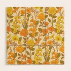 Yellow Vintage-Inspired 70s Floral Cottage Garden Wood Wall Art Gallery Image 1