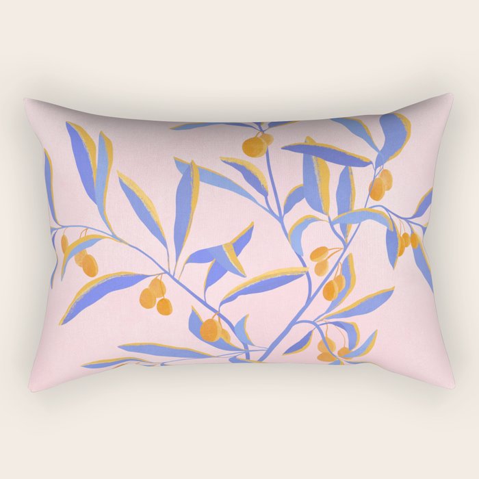 Blue Branches Botanical Illustration  Rectangular Pillow Gallery Image 1