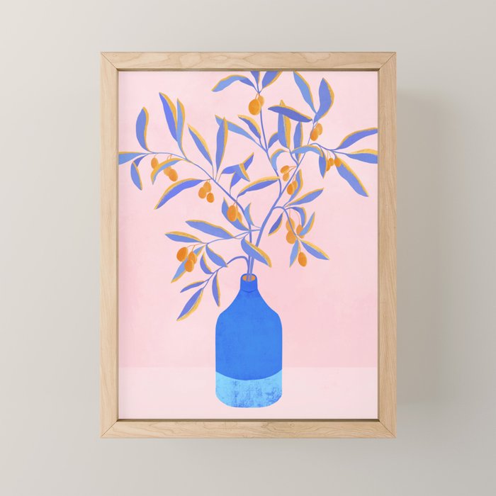 Blue Branches Botanical Illustration  Mini Art Print Gallery Image 1