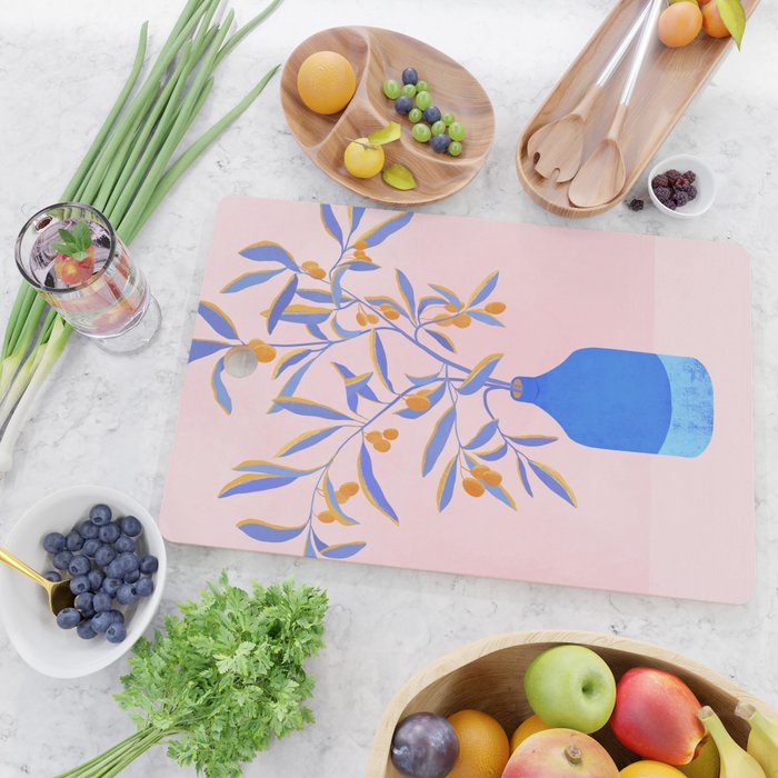 Blue Branches Botanical Illustration  Cutting Board Gallery Image 2