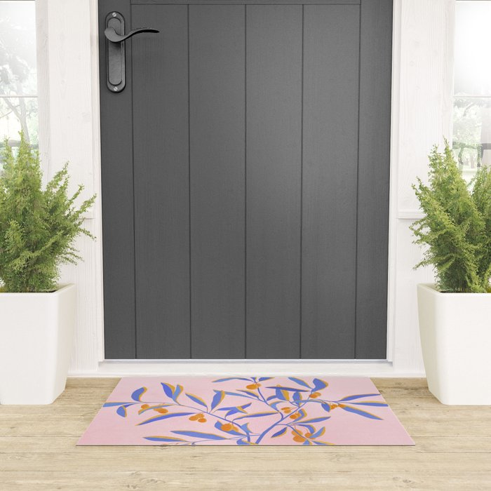 Blue Branches Botanical Illustration  Welcome Mat Gallery Image 3