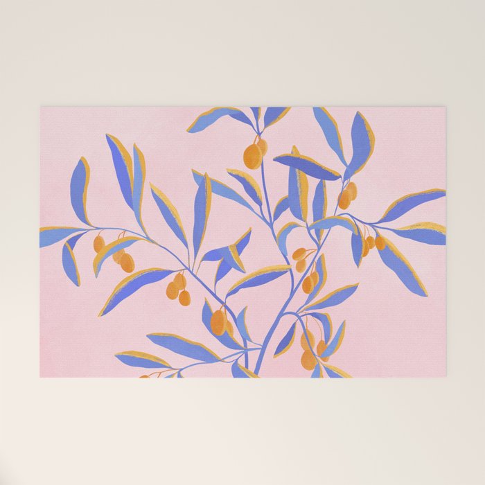 Blue Branches Botanical Illustration  Welcome Mat Gallery Image 1