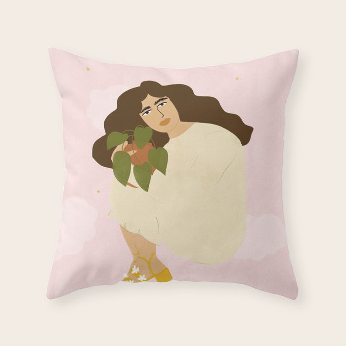 When You Have Strong Connection With Plants Throw Pillow Gallery Image 1