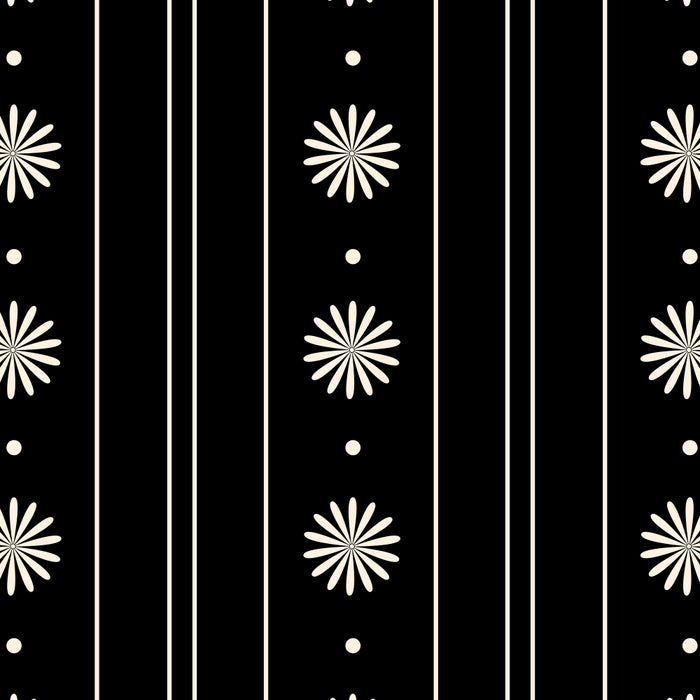 Minimalist Daisy Stripes Geometric Flowers and Stripe Pattern in Black and Almond Cream Coffee Mug Gallery Image 2